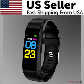 Fitness Smart Watch Activity Tracker Heart Rate For Women Men Oxygen BP Monitor (Color: Black)